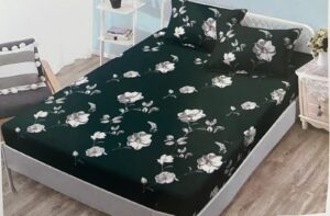 Husă de pat cu elastic + 2 fețe de pernă 50 x 80, cocolino, pat dublu,verde